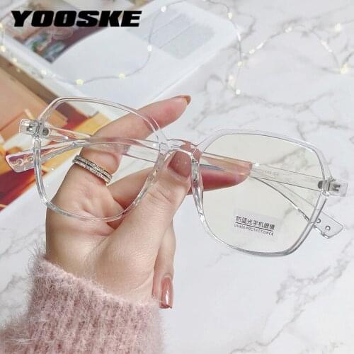 YOOSKE Anti Blue Light Glasses Frame Women Men Irregular Transparent Eyewear Student Computer Prescription Spectascle Frames
