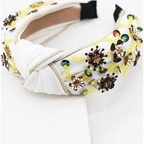 Crystal flowers Hair Accessories Bow Hairbands Spring Autumn winter Women Wrap Cotton Fabric Boho Turban Headband Hair hoops new