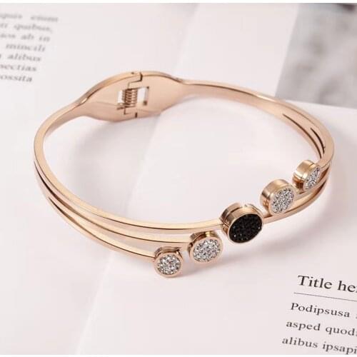 Bracelet Femme 2021 Stainless Steel Bracelets For Women Girls Adjustable Statement Jewelry Rose Gold Cuff Bracelets Jewelry