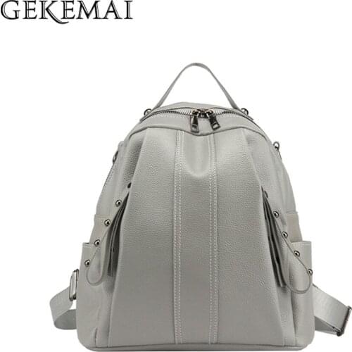 Ladies High Quality Leather Backpack Solid Color Designer Shoulder Bags Luxury Designer Fashion Women Travel Bag School Bags