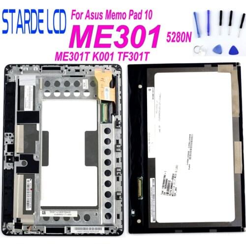 STARDE LCD for Asus Memo Pad ME301 ME301T 5280N K001 LCD Display Touch Screen Digitizer Assembly Frame N101CG-L21 LCD Parts