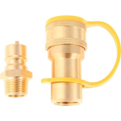 1set Solid Brass 1/2 inch Natural Gas Propane Quick Connect Adapter Disconnect Connector +Male Insert Plug 1/2" Kit Gas Assembly