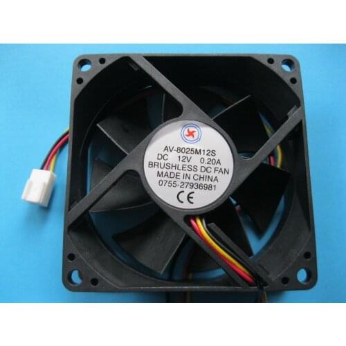1 Pcs Brushless DC Cooling Fan 12V 8025S 7 Blades 80x80x25mm 3pin Sleeve-bearing