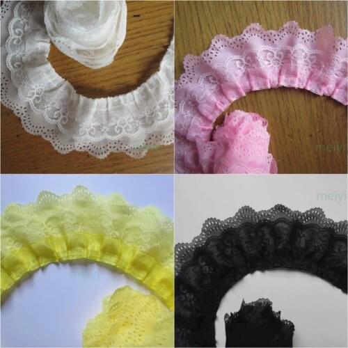 10 yard 65mm 3-layer Pleated Organza Lace Ribbon Gathered Mesh Chiffon Fabric Handmade DIY Wedding Dress Lace Trim Sewing Craft