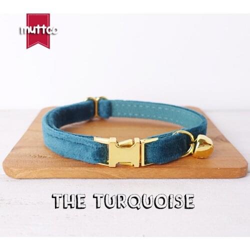 10pcs/lot MUTTCO retail with rose gold high quality metal buckle collar for cat THE TURQUOISE design cat collar 2 sizes UCC097M