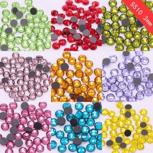 1440pcs 10gross DMC ss10 3mm color Iron on hotfix crystal rhinestones Hot fix flatback strass stones jewelry making beads