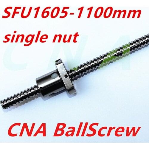 16mm 1605 Ball Screw Rolled C7 ballscrew SFU1605 1100mm with one 1605 flange single ball nut for CNC parts