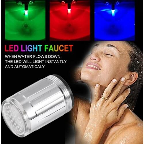 2018 LED light Creative Temperature Sensor LED Light Water Faucet Tap Glow Lighting Shower Spraying Faucet for Kitchen Bathroom