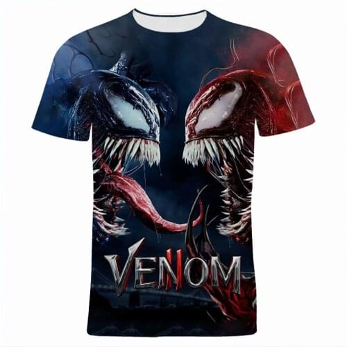 2021 New Fashion Mens Tee Shirt Marvel Venom 3D Print Cool Children T-shirts Summer Short Sleeve Harajuku Womens Clothes Tops