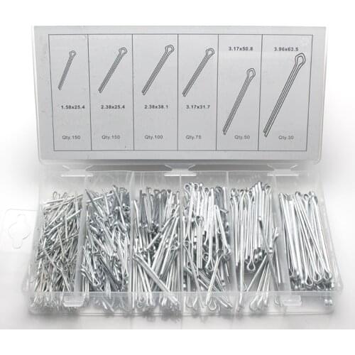 555 Pcs/box M1.5 M2 M2.5 M3 M4 Steel U Shape Type Spring Cotter Hair Pin Split Clip Clamp Tractor Open Elastic Pin for Car