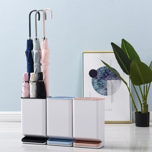 6 Hole Indoor Umbrella Storage Rack Plastic Organizer Home Non-Slip Umbrella Holder With Drain Pan Doorway Floor Umbrella Stand