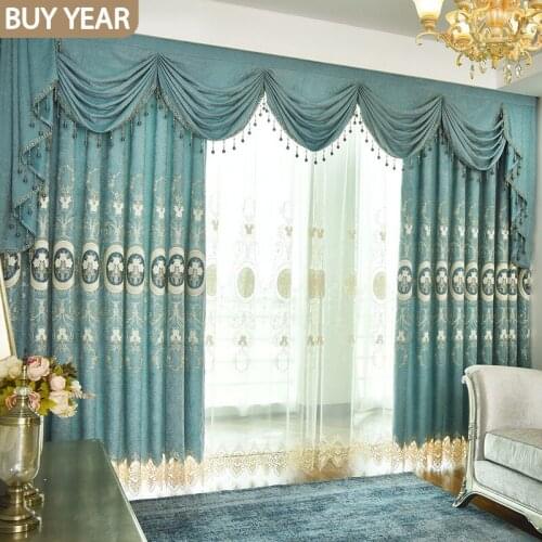 American Curtains for Living Dining Room Bedroom Simple Modern Embroidery Valance Curtains French Window Window Valance