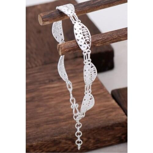 Authentic Anatolian Traditional Mardin "Filigree" Art, Handmade with Original Floral Design, Elegant Silver Girl Bracelet