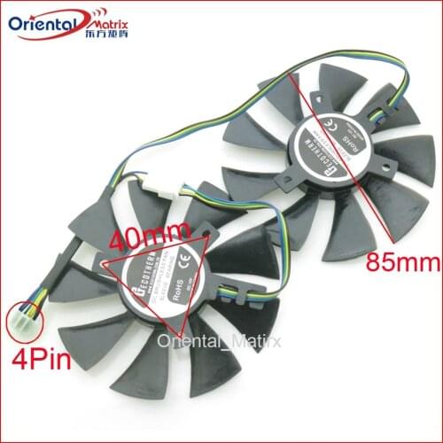 Free Shipping 2pcs/Lot DC BRUSHLESS Fan GFY09010E12SPA 85mm 4Pin For ZOTAC GTX960 GTX1060 GTX1070 Graphics Card Cooling Fan