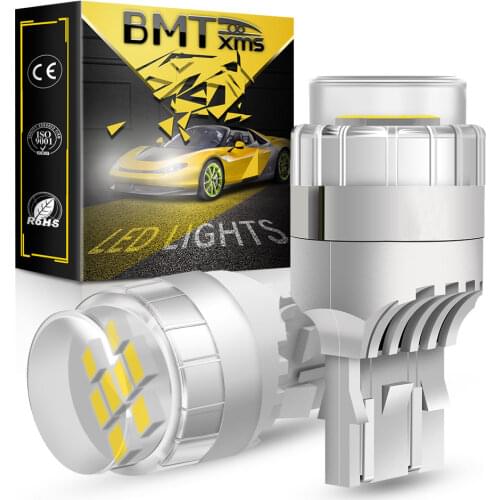 BMTxms 2x T20 W21/5W W21 5W 7443 CANBUS No Error White LED Bulb DRL Daytime Running Lights Super Bright For Fiat 500 2009-2016