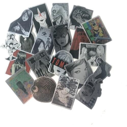 10/49pcs Black and White Thriller Horror Comic Fujiang Graffiti Stickers for Laptop Luggage Car Scrapbooking Tomie Sticker Toys