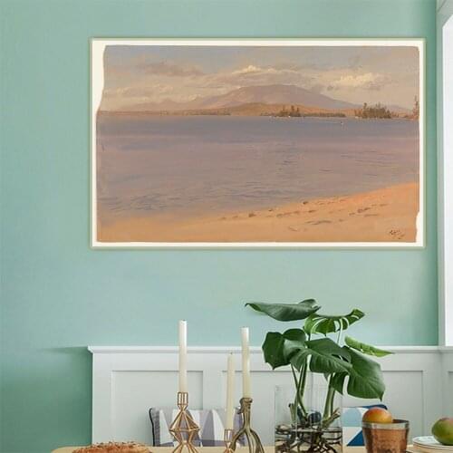 Citon Frederic Edwin Church《Mount katahdin from lake millinocket》Canvas Art Oil Painting Backdrop Wall Decor Home Decoration