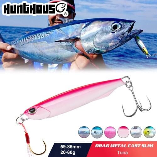 Hunthouse SLOWER WIDE Metal Slow Fishing Jig Cast Spoon 20G 40G 60G heavy weight Casting Jigging Metal Bass Lure Tackle
