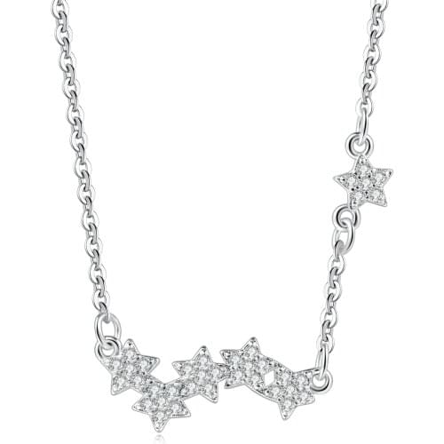 Ins Style Collarbone Chain Pendant Necklaces For Women Little Star Micro Cubic Zirconia White Gold Color Fashion Jewelry KBN397