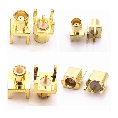 2pc MCX KE-KWE-JE Male Plug & Female Jack Connector Base Right Angle Bent Head Four Feet Solder PCB Socker Adapter