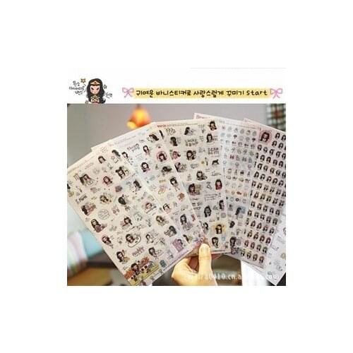 Korean stationary Kawaii stickers 6 sheets Bonnie series girl PVC Planner Stickers/sticky notes/Album Phone Sticker /papelaria