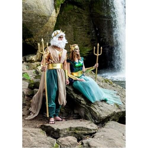 Movie Neptune Poseidon Costume Mermaid Princess Fantasy Dress Halloween Masquerade Beach Neptune Couple Cosplay Costume