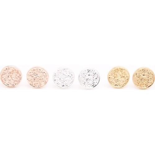 Stringy round stud earrings Pancake shape stud earrings and