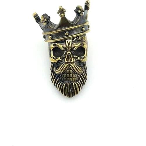 Brass Crown Skull Knife Beads Outdoors DIY Tools EDC Lanyard Pendants Key Rings Accessories