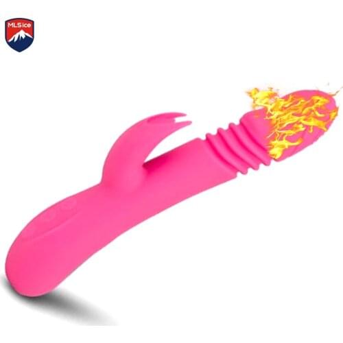 MLSice Stretchable Vibrating Telescopic Heating Vibrator G Spot AV Massager Masturbation Toy Wand Sex Dildo Vibrator for Women