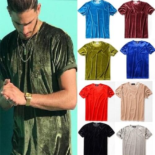 Multiple Colors Men Streetwear Oversized Velour Tshirt Solid Color Fashion Summer Short Sleeve T Shirts Hip Hop Swag Velvet Tee