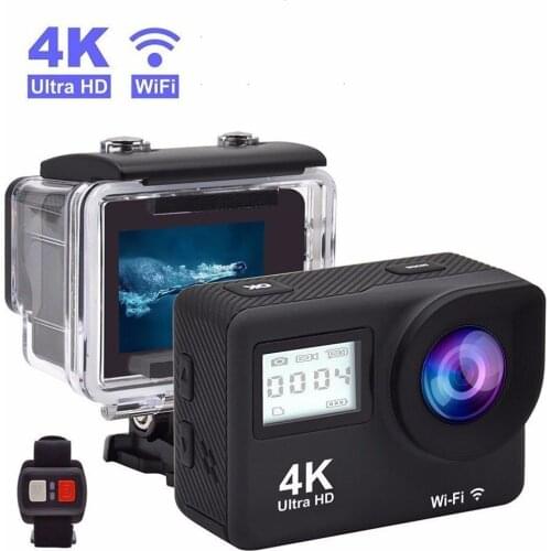 New 4K Ultra HD Action Camera Double LCD WiFi 16MP 170D 30M Go Waterproof Pro Sport DV Helmet Video Camera With Remote Control