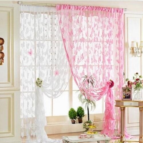 New Room Butterfly Voile Sheer Tulle Curtain Window Door Scarf Panel Drape Valance