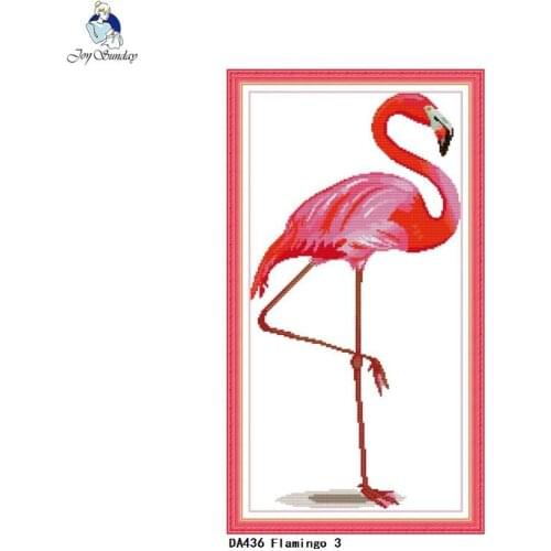 Pink beautiful flamingo cross stitch kit 14ct 11ct count print canvas animal pattern needle embroidery set DIY handmade crafts