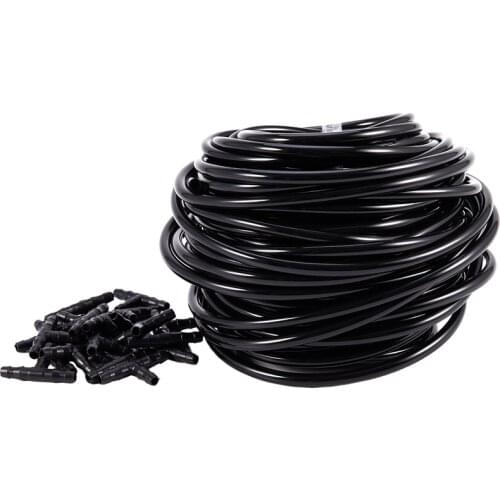 20m 4/7mm Hose Garden Water Micro-Irrigation Pipe With 20 Pcs Tee Connectors Gardening Lawn Agriculture Sprinking Drip Tube