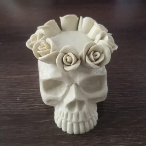 Rose Flower Skull Candle Holder Silicone Mold for DIY Handmade Aromatherapy Candle Ornaments Handicrafts Soap Mold Hand Gift