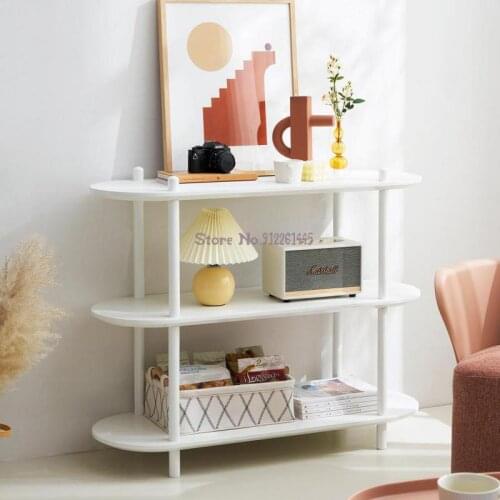 Nordic Bookshelf Simple Student Solid Wood Bookcase Floor Rack Living Room Simple Storage Children Creative Display Rack