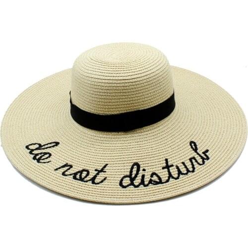 14CM Wide Brim Summer Women Embroidery Toquilla Straw Sun Hat For Elegant Lady Folding Dome Beach Fedora Sun-shading Sunbonnet