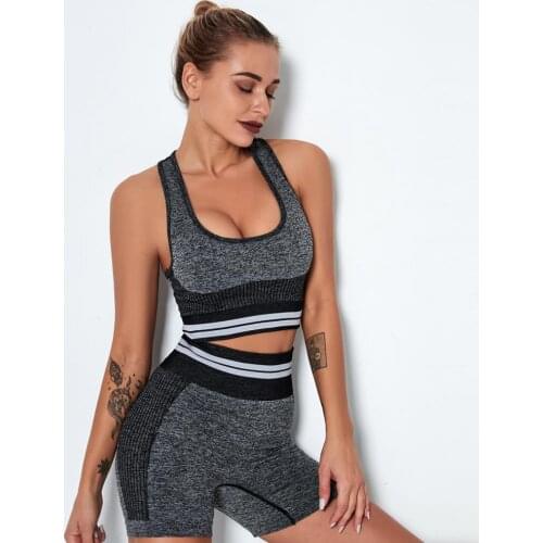 Seamless Sportswear Women Yoga Set Gym Workout Clothes Sport Bra High Waist Shorts Push Up Running Fitness Shorts Sport Suits