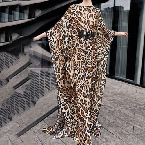 Loose Chiffon Leopard Bikini Cover Up Beach Dress Plus Size Summer Clothes For Women Beach Wear Swim Suit Cover Up