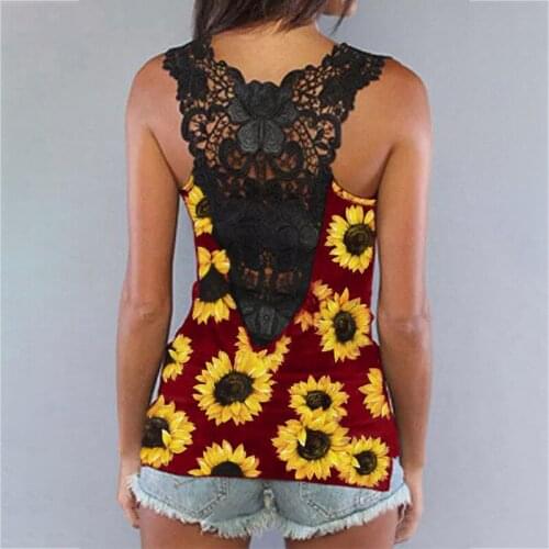 Sunflower Boho Print Camis Womens Large Size Beach Casual Tops 2021 Summer Sleeveless Tank Top O-neck Loose Vest Fashion Lady