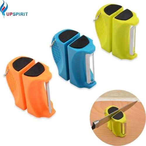 Upspirit Mini Knife Sharpener With Peeler Portable Coarse and Fine Sharpening Stone Pocket Fruit Knives Kitchen Blade Gadgets