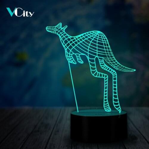 VCity 2019 New Kangaroo 3D LED Night Light 3D Hologram Illusion Desk Lamp For Kids Birthday Gift Home Table Decor Free Shipping