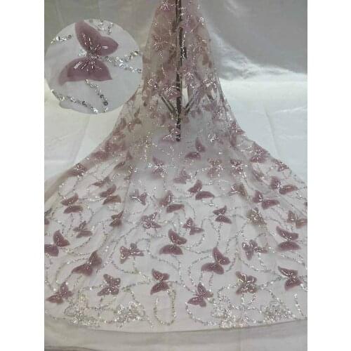 High Quality French Mesh Lace Fabric Sequins Applique Beads Tulle Embroidery Craft Sewing For DIY Design Wedding Dress 5 Yards