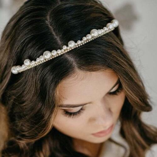 Floralbride Handmade Rhinestone Crystal Pearls Flower Bridal Tiara Headband Wedding Hair Accessories Women Girls Hair Jewelry