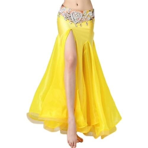 Yellow Belly Dance Skirts For Women Luxurious Bellydance Skirts(Without Belt) Oriental Belly Dance Costumes Skirt 2019