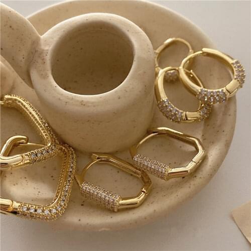FFLACELL 2020 Korean Vintage Creative Wild Geometric Micro-studded Shiny Earrings Women Party Accessories