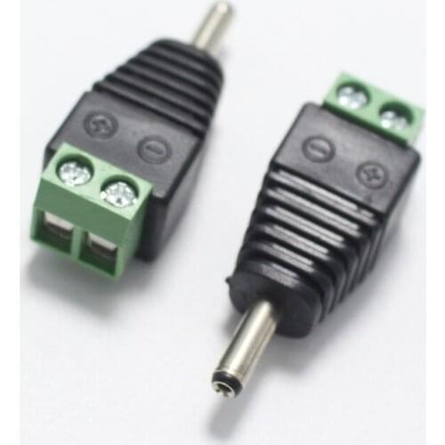 1Pcs 1.35mm x 3.5mm Male DC Jack 3.5 *1.35mm to 2Pin Screw Block Terminal Power Plug Connector for Security CCTV Camera System