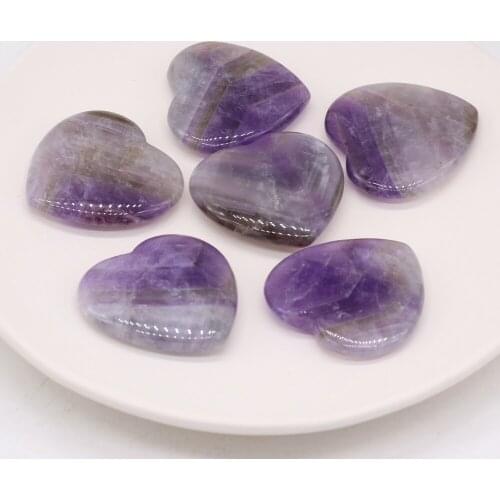 1PCS 100% Natural Ornaments Bead Heart Love Amethyst Stone Reiki Healing DIY Polished Crystal Decoration Gifts Minerals 40x40mm