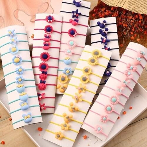 10/20/30PCS Cute Cartoon Little DaisyPrincess Headwear Kids Elastic Hair Bands Children Ropes Girls Accessories Baby Headdress