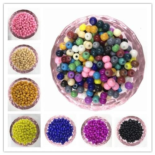 100mm, 4mm Austrian crystal round hole beads solid color Czech glass gasket DIY childrens jewelry beads